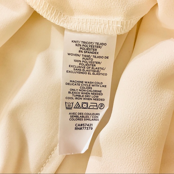 Ann Taylor LOFT Smocked Mock Neck Ruffle Long Sleeve Blouse White Ivory Small - Picture 9 of 9